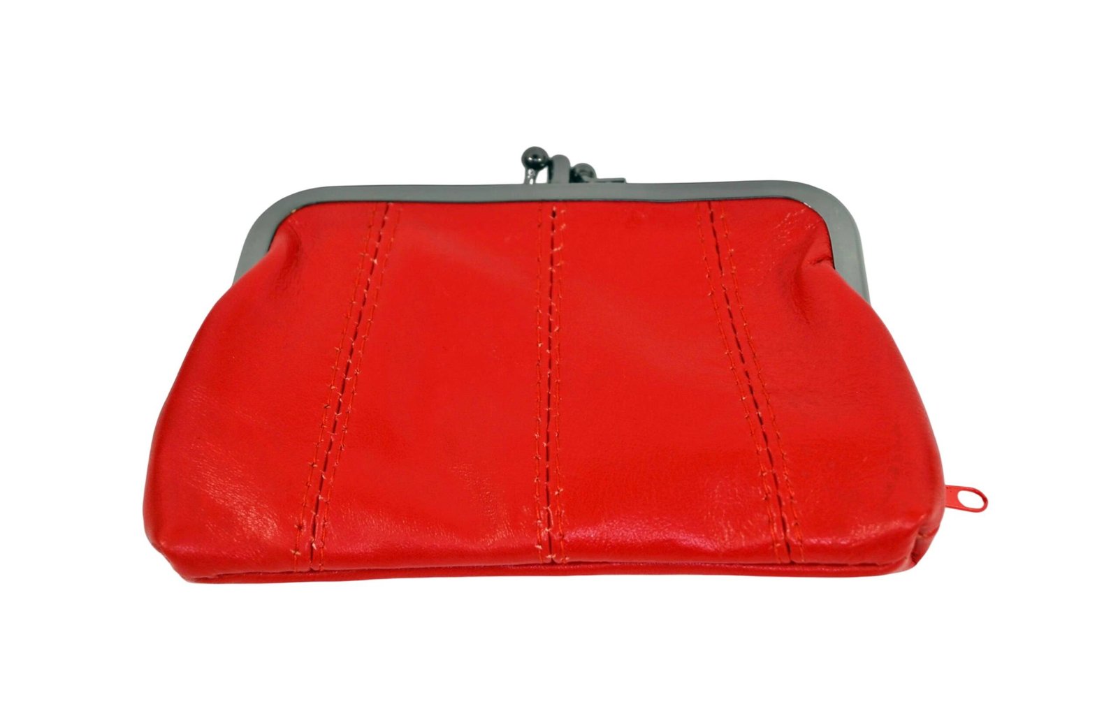 3941: Classic Kiss-Lock Coin Purse in Soft Nappa Leather - Frame Pouch with Zip Pocket - Image 3
