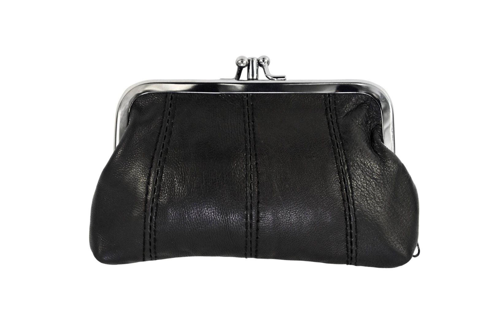 3941: Classic Kiss-Lock Coin Purse in Soft Nappa Leather - Frame Pouch with Zip Pocket - Image 4