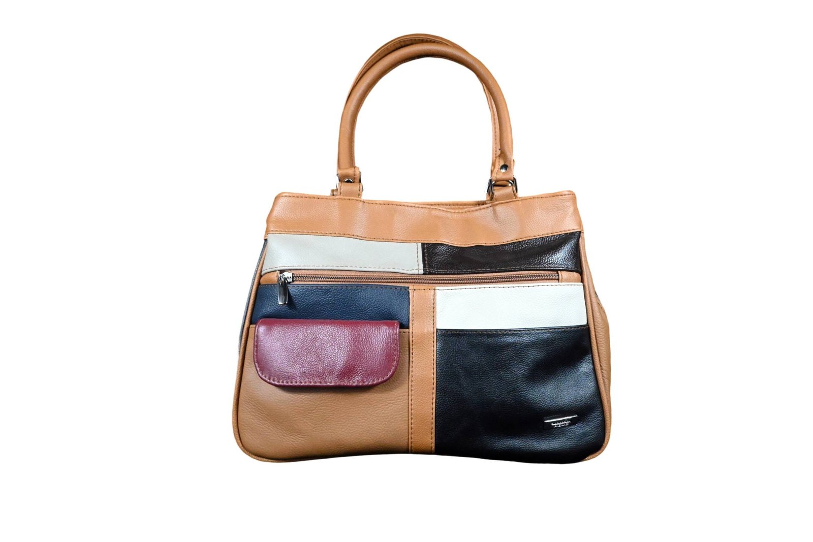 3591: Wholesale Colorblock Leather Tote Bag