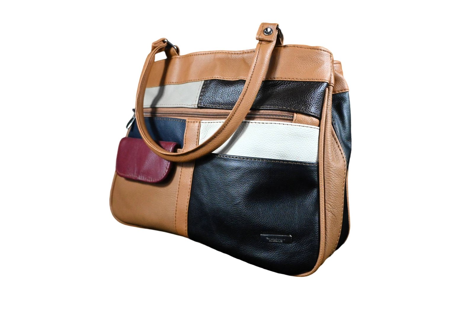 3591: Wholesale Colorblock Leather Tote Bag - Image 2