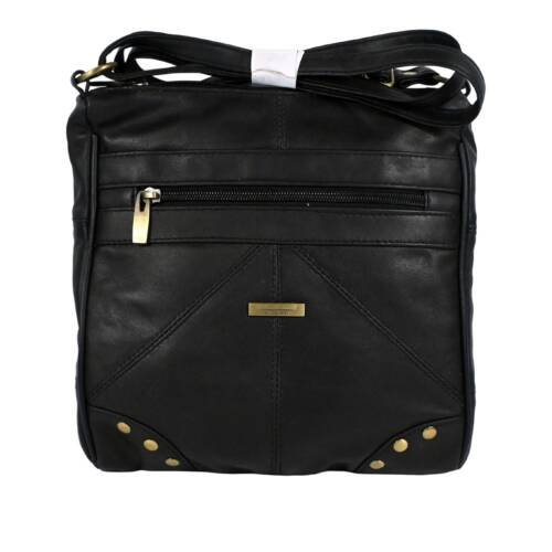 7891 | Compact Black Nappa Leather Crossbody Shoulder Bag