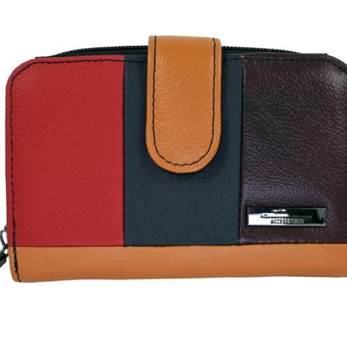 1483 | Vibrant Patchwork Genuine Leather Tri-Fold Wallet