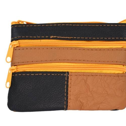 2730 | Mini Patchwork Leather Coin Purse with Double Zippers