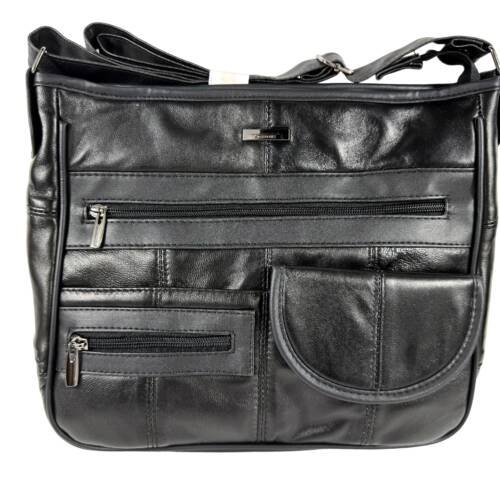 8991 | Large Multi-Pocket Nappa Leather Shoulder Messenger Bag