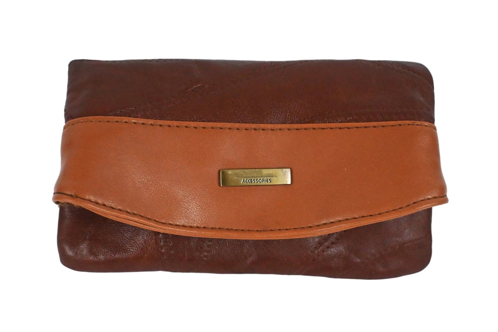 4164 | Premium Patchwork Genuine Leather Tri-fold Compact Wallet