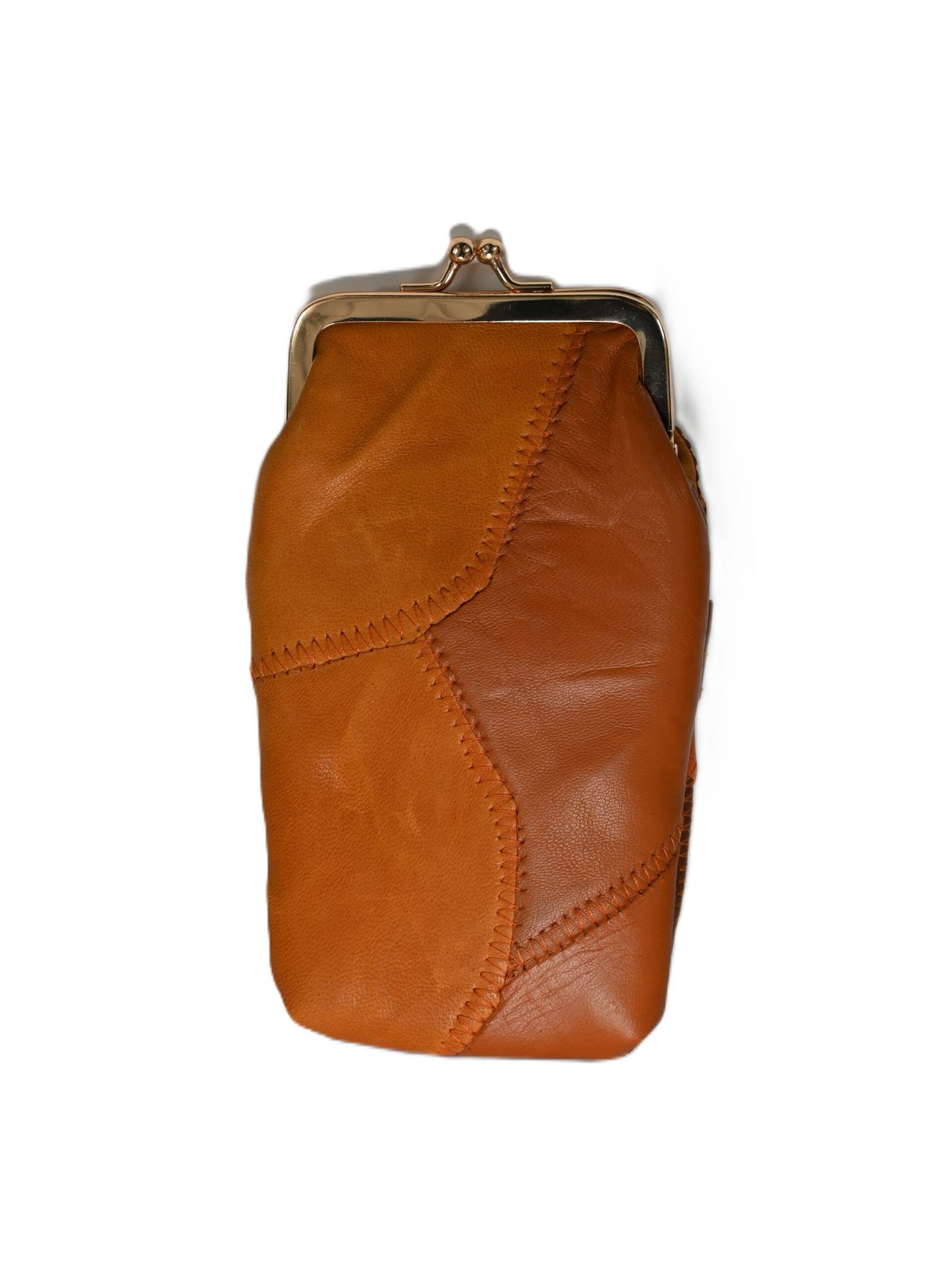 1164 | Slim Vertical Cowhide Patchwork Kiss-Lock Pouch - Image 5