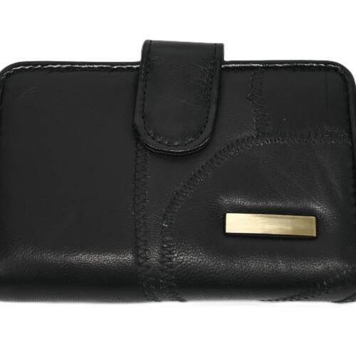 8664 | Genuine Cowhide Patchwork Snap Button Compact Wallet