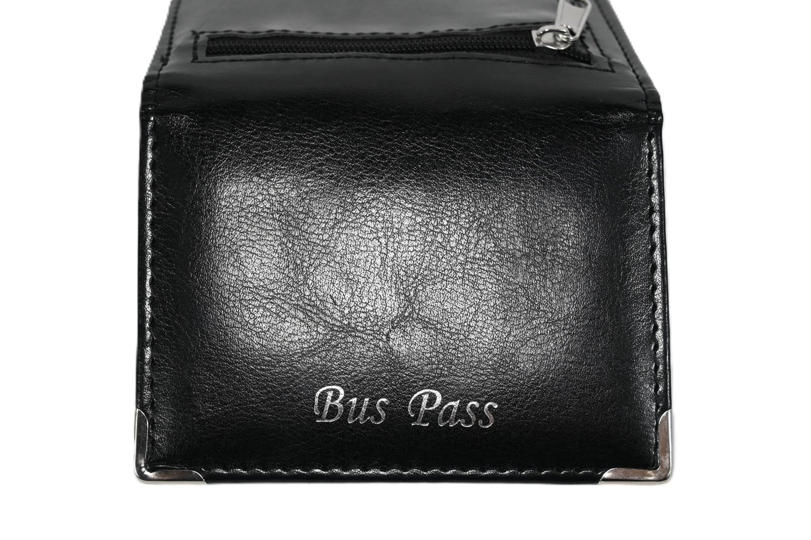 1051 | Slim PU Bi-Fold Bus Pass Holder with Zipper Pocket