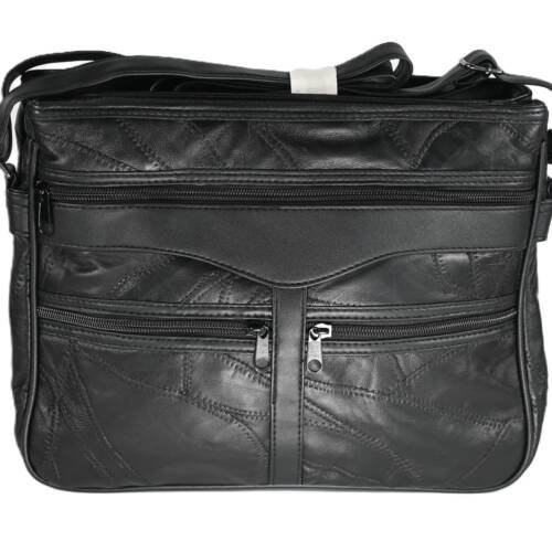 6774 | Multi-Zipper Genuine Cowhide Patchwork Shoulder Bag