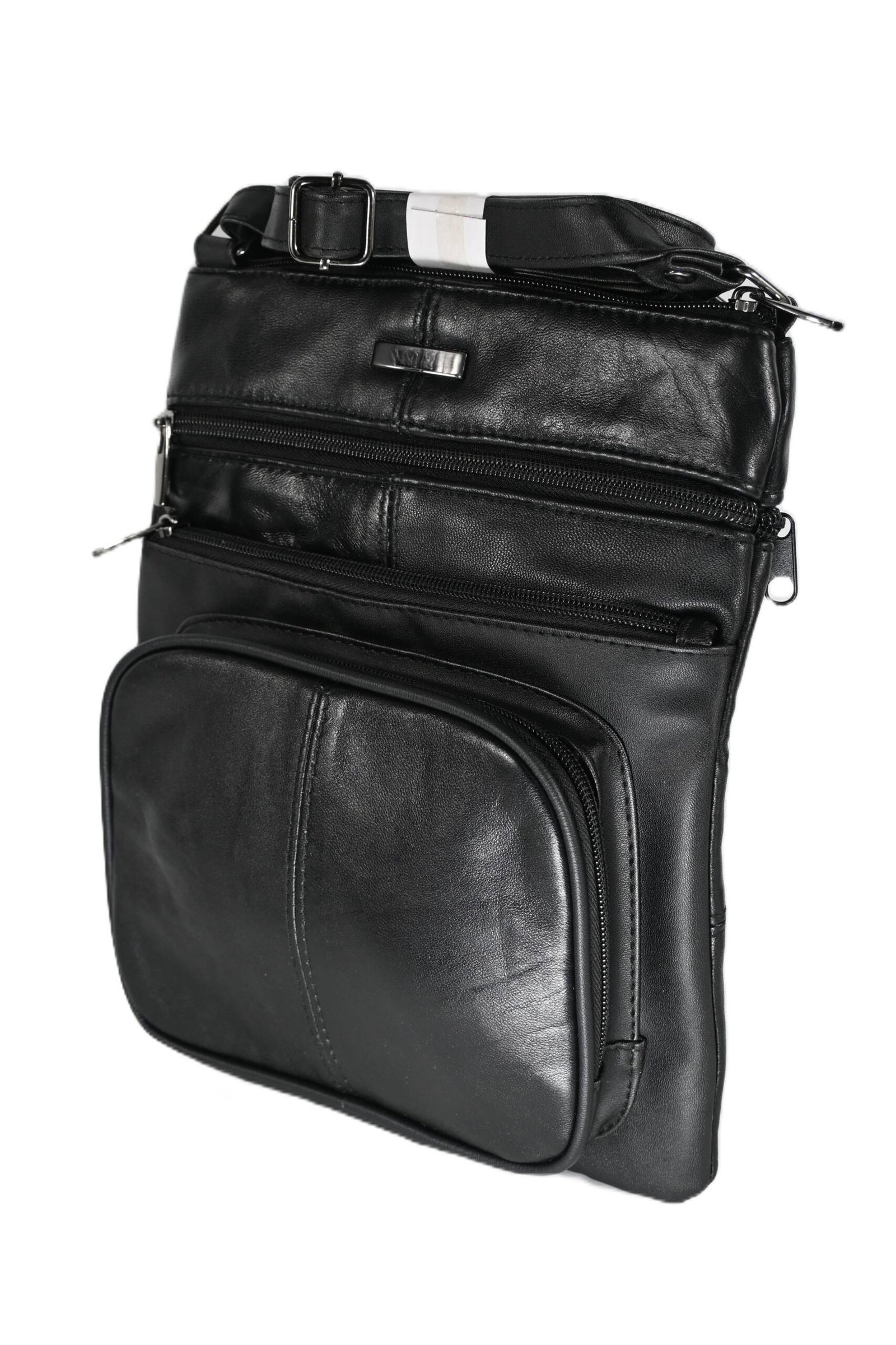 4891 | Slim Sheep Nappa Leather Multi-Zipper Crossbody Body Bag - Image 4