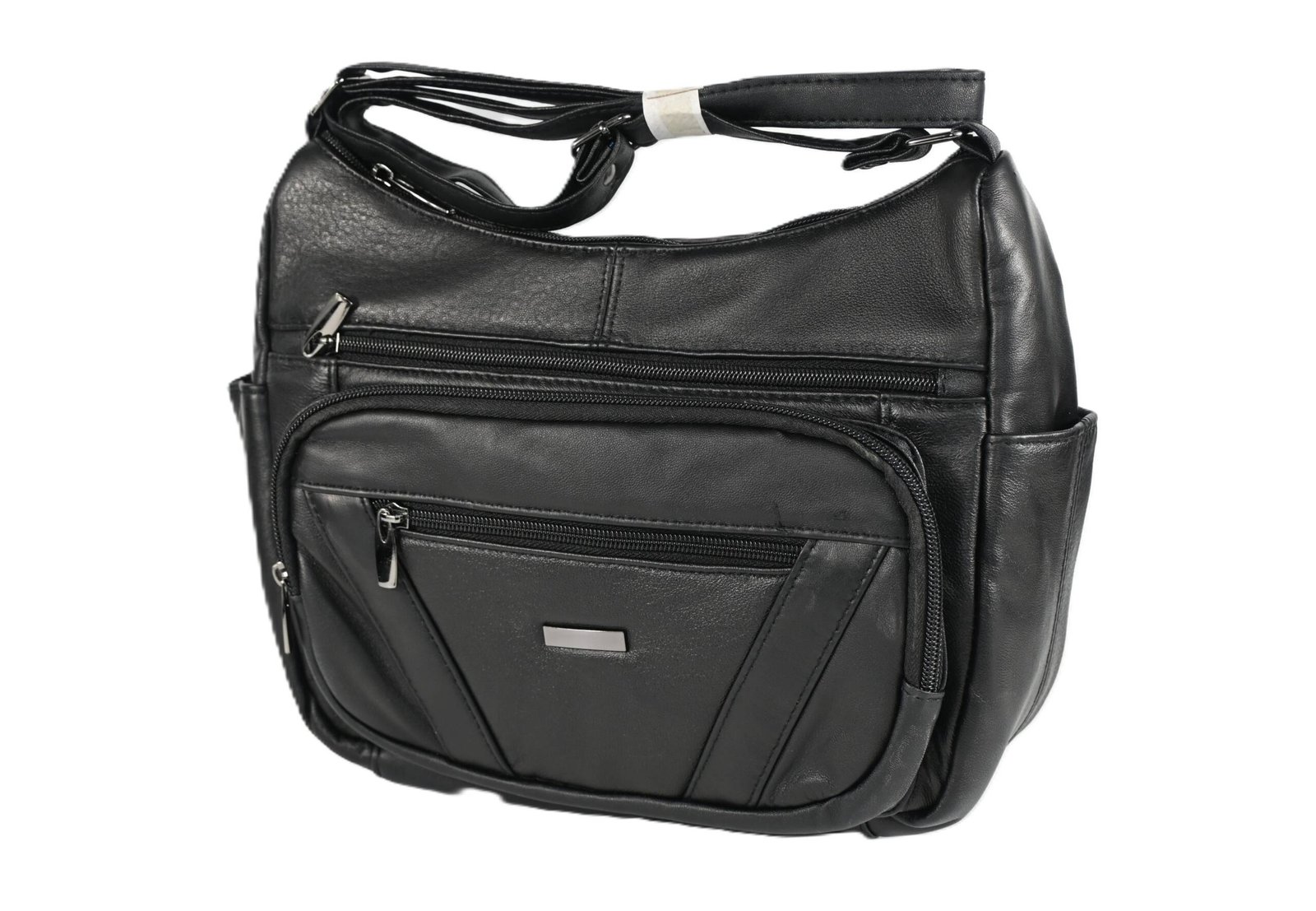 2591 | Multi-Pocket Sheep Nappa Leather Crossbody Shoulder Bag - Image 3