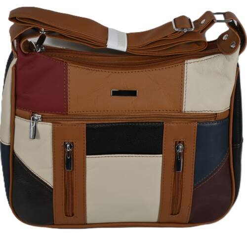 3083 | Multi-color Cowhide Patchwork Shoulder Tote Bag