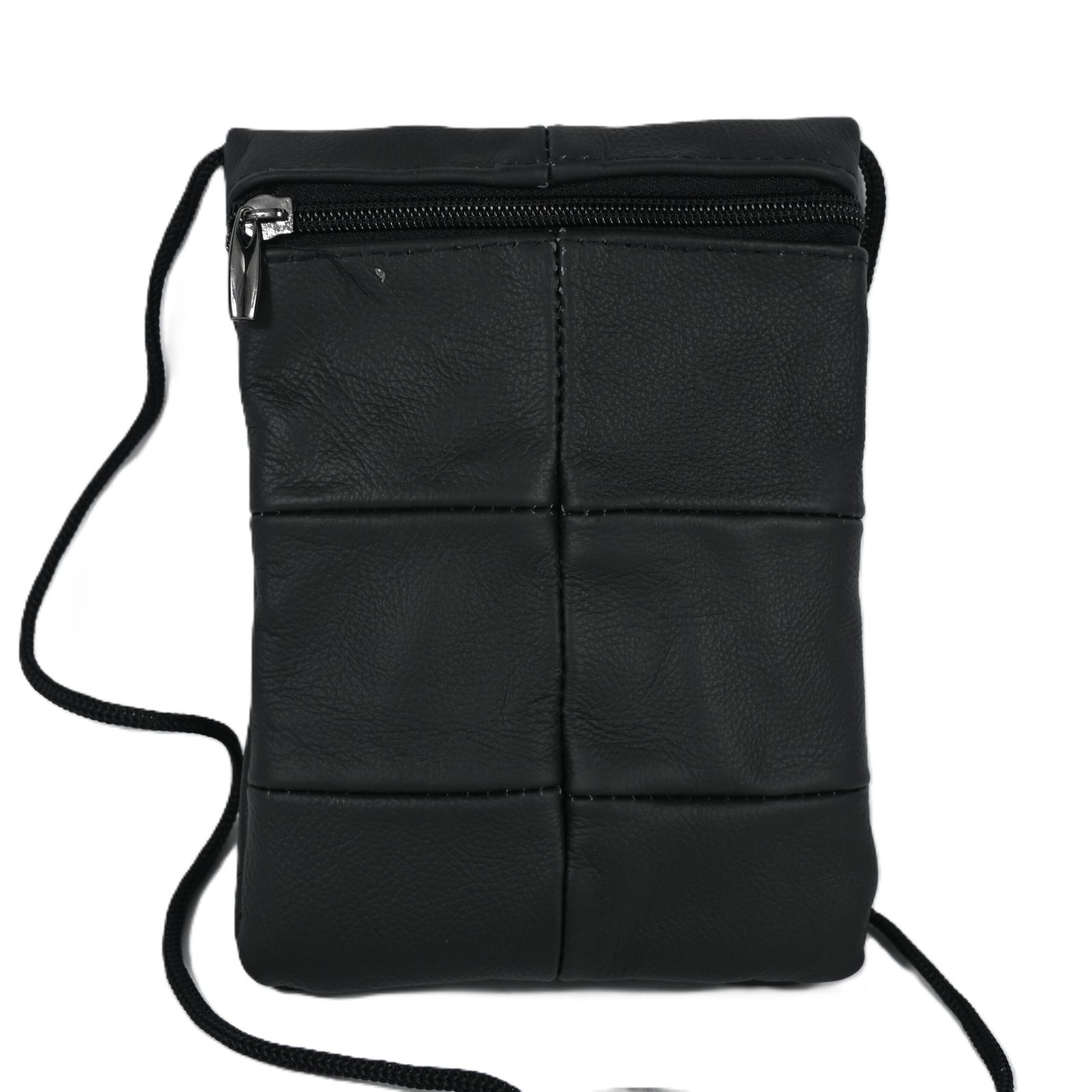 7300 | Genuine Cowhide Slim Vertical Crossbody Multi-Zipper Phone Pouch - Image 3